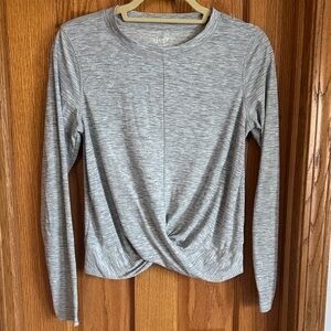 Old Navy Gray Twist Front Long Sleeve Top